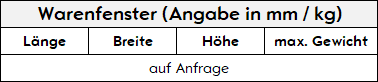 Maximale Abmessungen und Gewicht